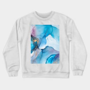 Sparkling green, turquoise, gold. Alcohol ink abstract Rainbow Vibrant. Style incorporates the swirls of marble or the ripples of agate. Crewneck Sweatshirt